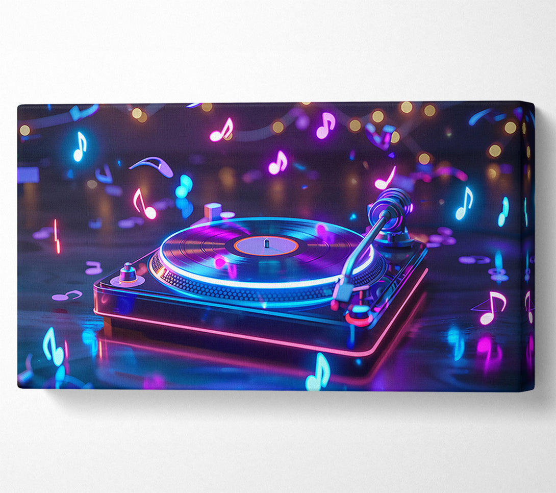  A Canvas Print of Neon Blue Vinyl Spin Canvas Art