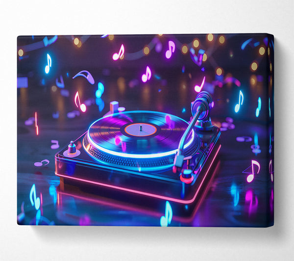  A Canvas Print of Neon Blue Vinyl Spin Canvas Art