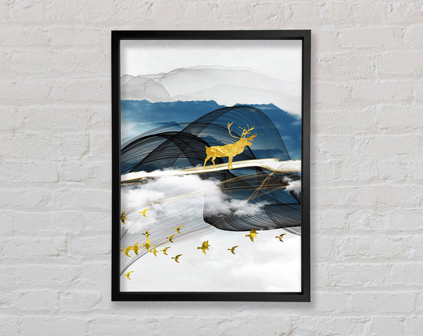 Gold Stag Standing Framed Print