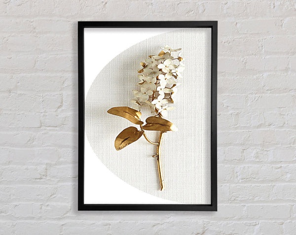 Gold Stem On Grey And White Framed Print