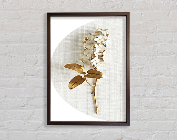 Gold Stem On Grey And Walnut Framed Print