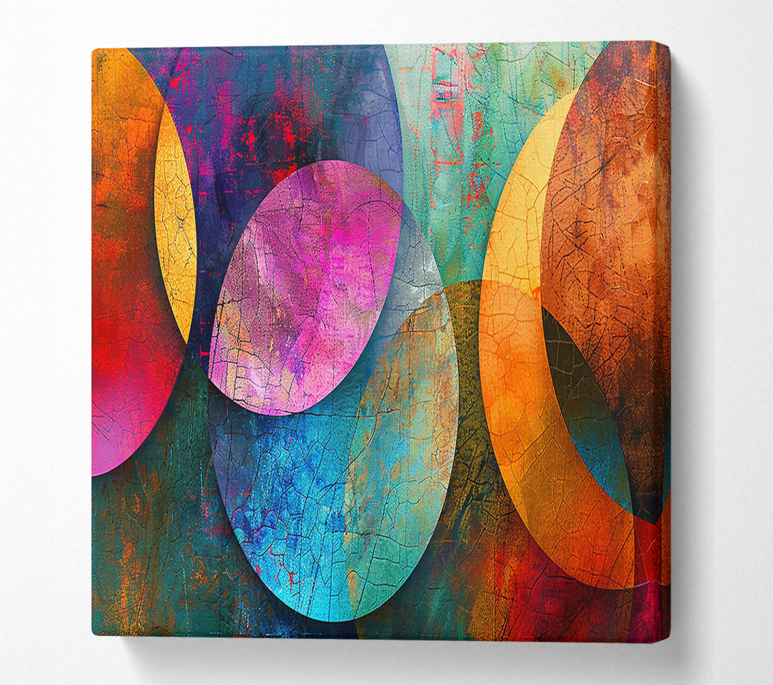  A Canvas Print of Blue Cracked Circles Canvas Art