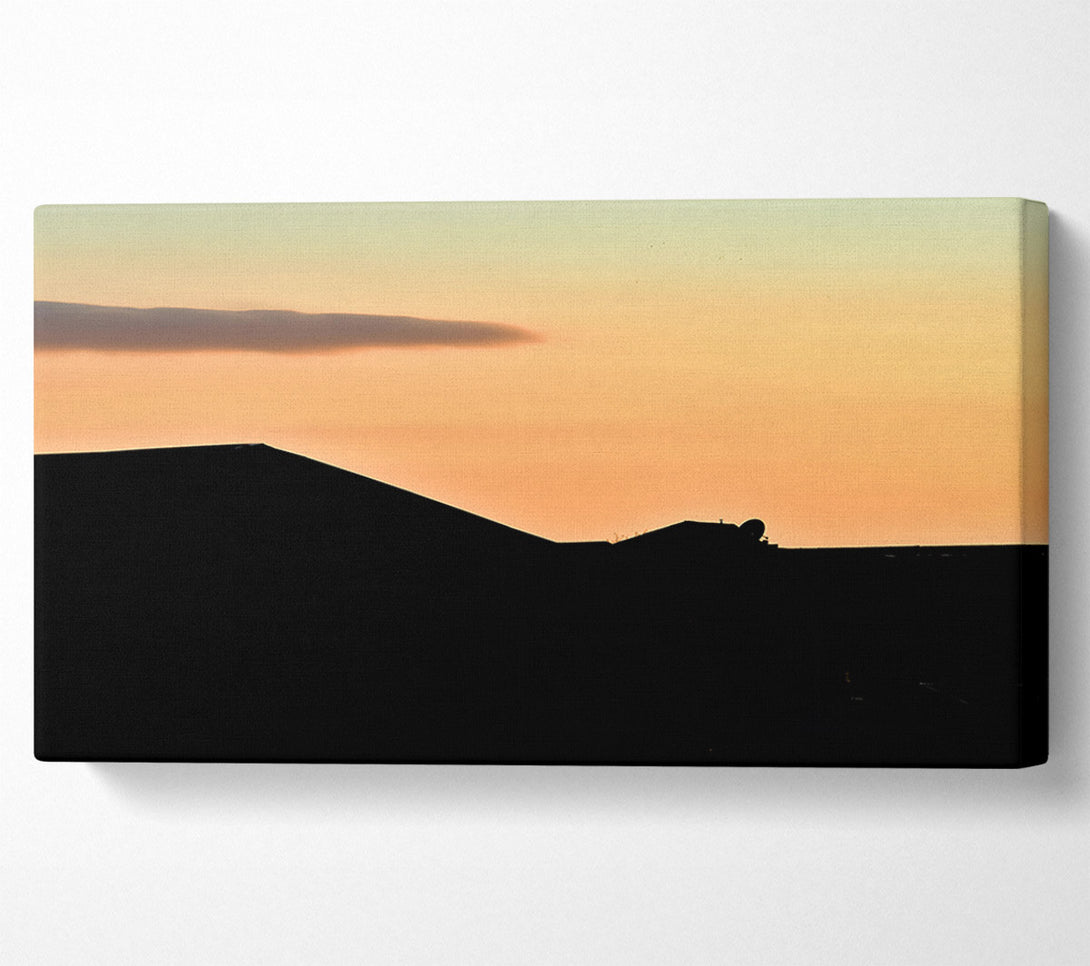  A Canvas Print of Peach Sunset Silhouette Canvas Wall Art