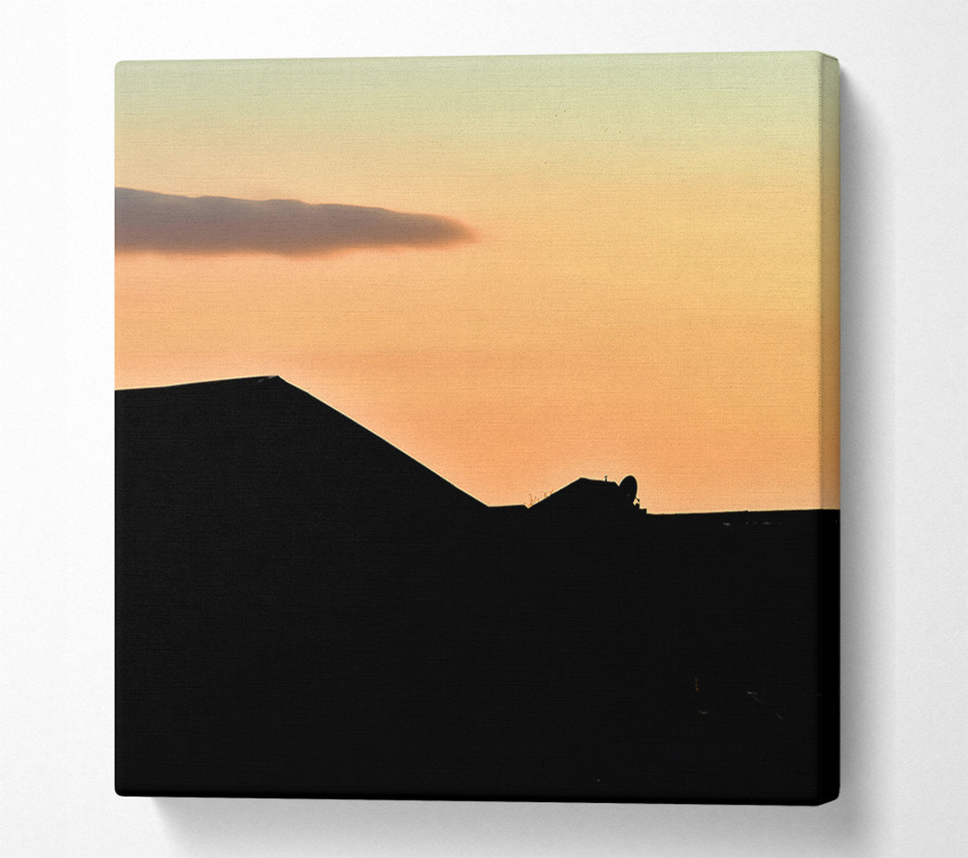  A Canvas Print of Peach Sunset Silhouette Canvas Wall Art