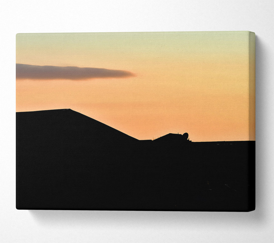  A Canvas Print of Peach Sunset Silhouette Canvas Wall Art
