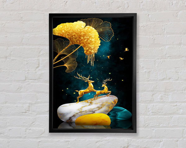Gold Stone Reindeer Framed Print