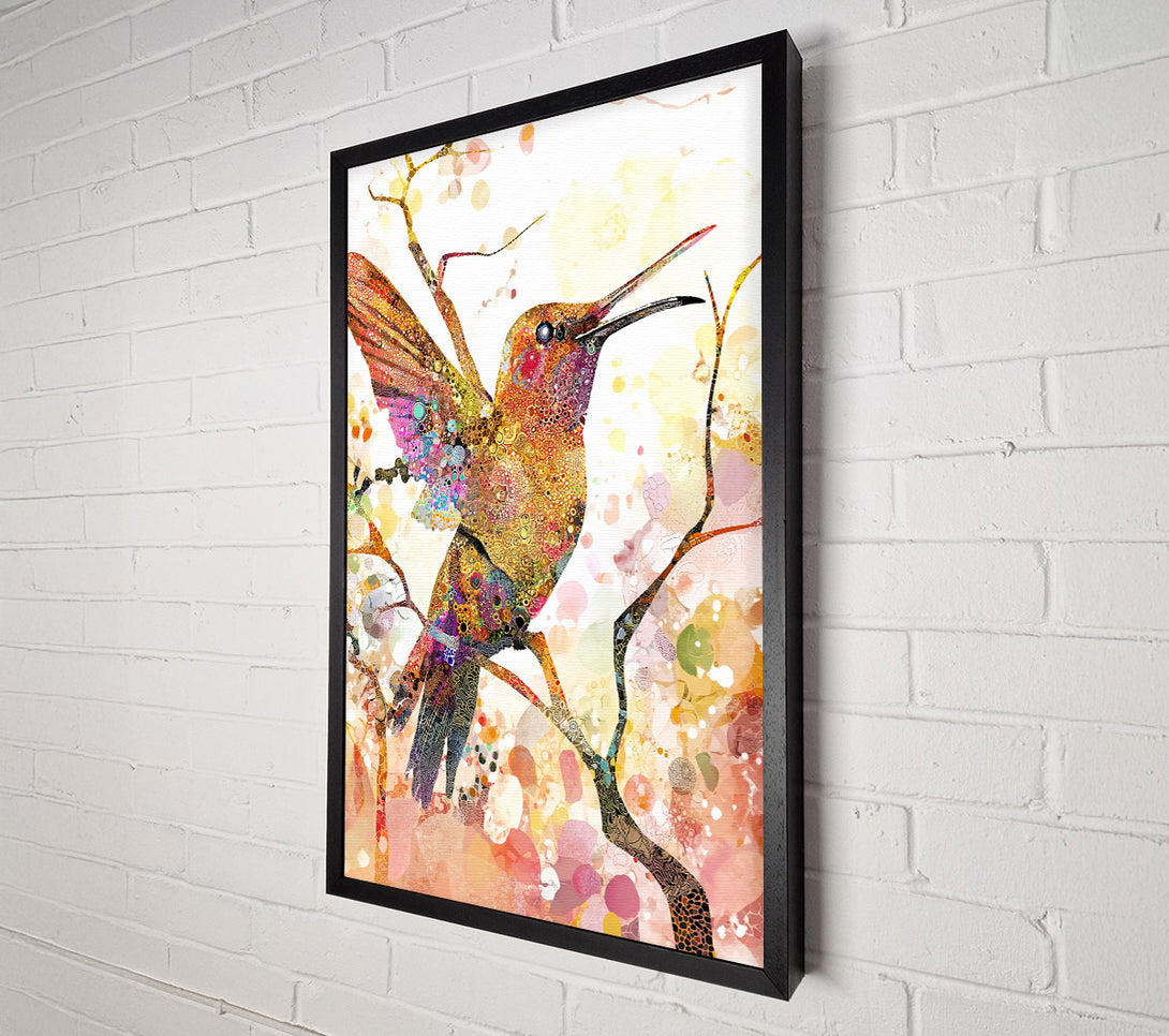  A Canvas Print of Golden Hummingbird Flight Canvas Art