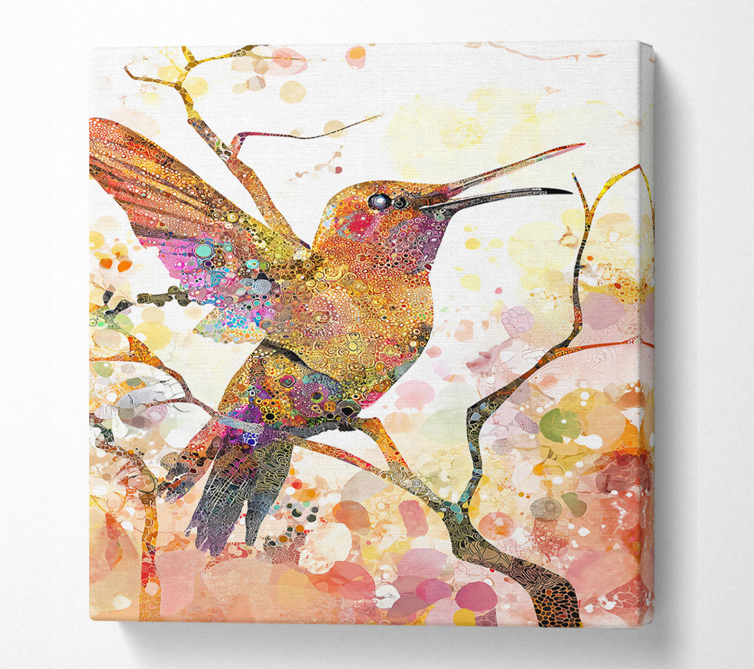  A Canvas Print of Golden Hummingbird Flight Canvas Art