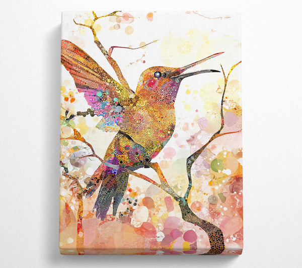  A Canvas Print of Golden Hummingbird Flight Canvas Art