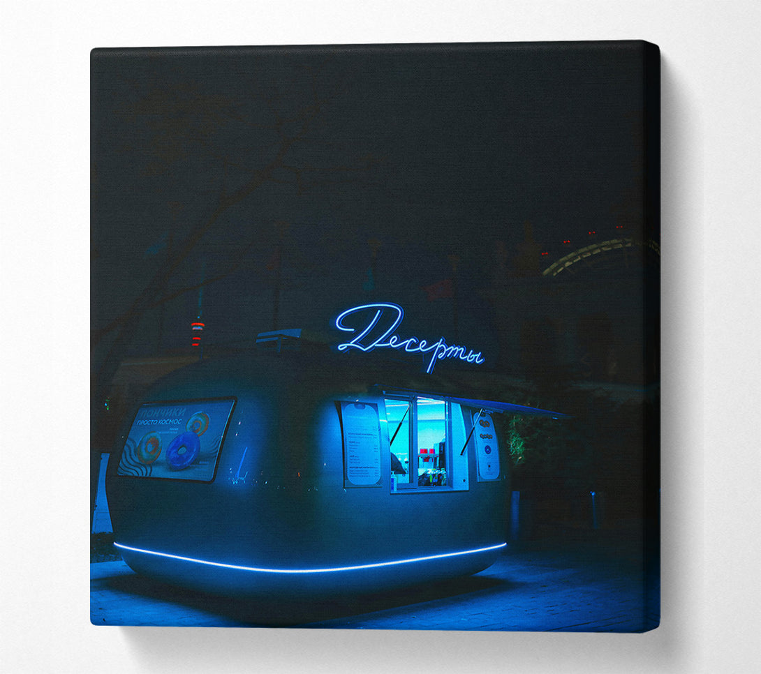  A Canvas Print of Blue Neon Dessert Stand Canvas Wall Art