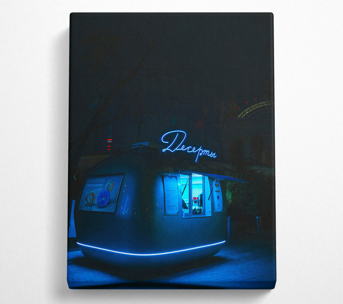  A Canvas Print of Blue Neon Dessert Stand Canvas Wall Art