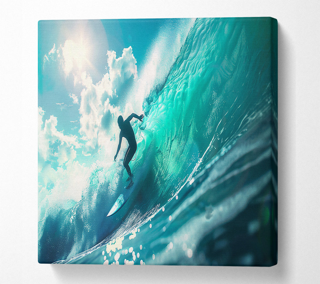  A Canvas Print of Teal Wave Rider Canvas Wall Art