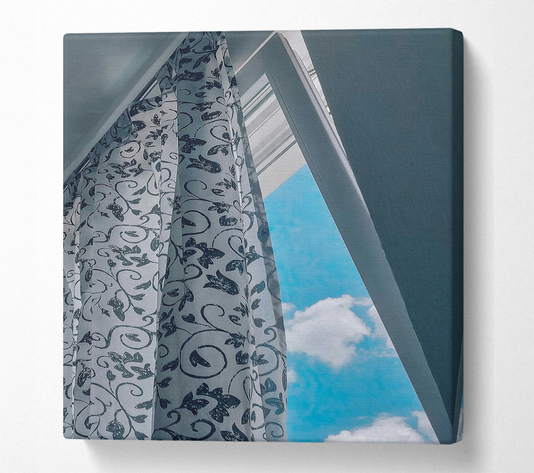  A Canvas Print of Blue Sky Curtains Canvas Wall Art