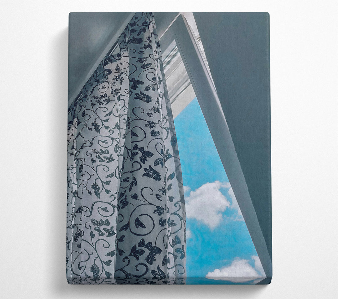  A Canvas Print of Blue Sky Curtains Canvas Wall Art