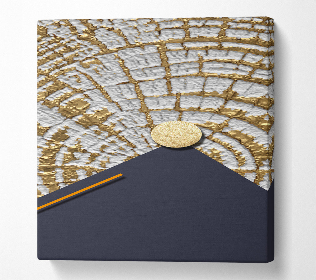  A Canvas Print of Gold Swirl And Blue Canvas Art