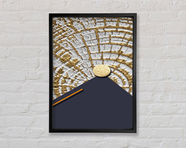 Gold Swirl And Blue Framed Print