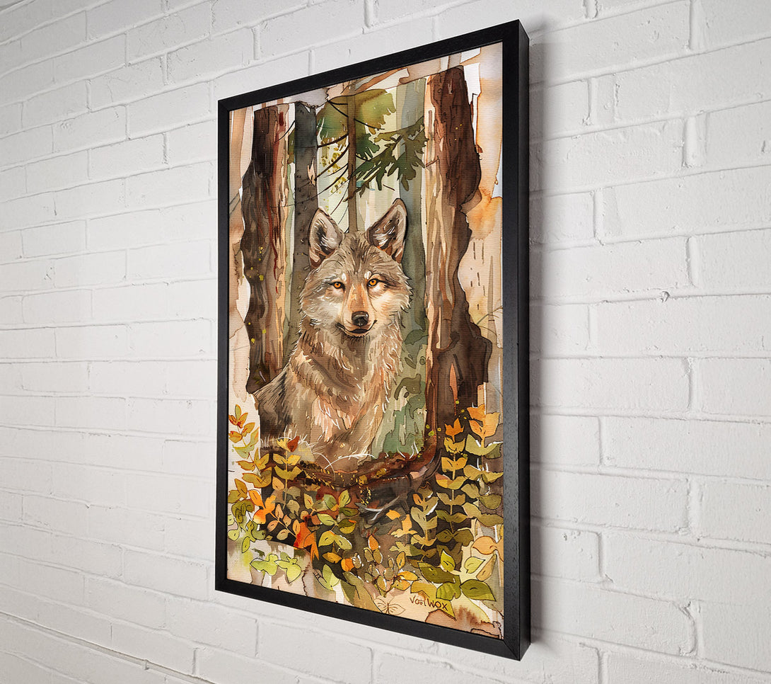  A Canvas Print of Golden Forest Wolf Canvas Art