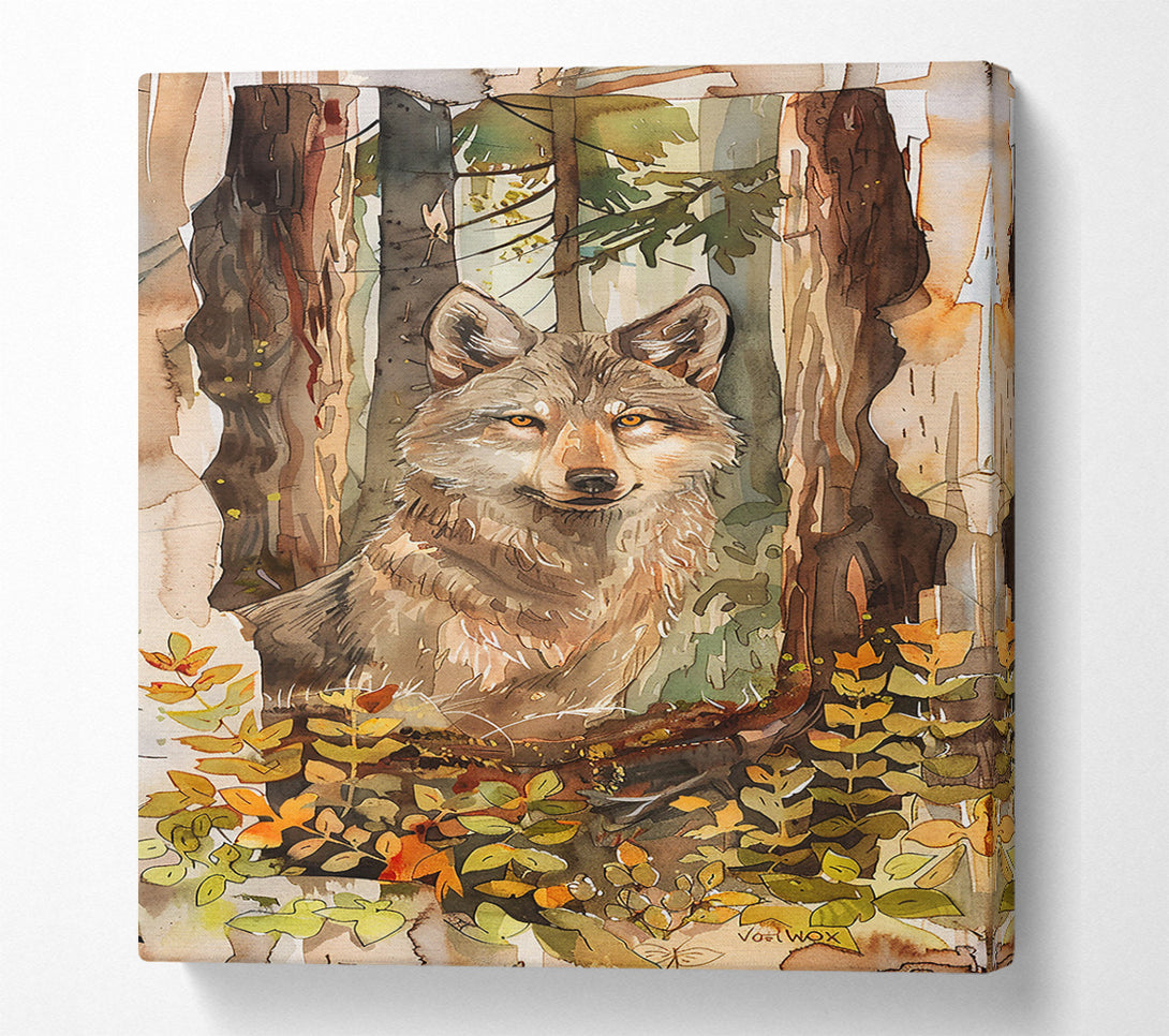  A Canvas Print of Golden Forest Wolf Canvas Art