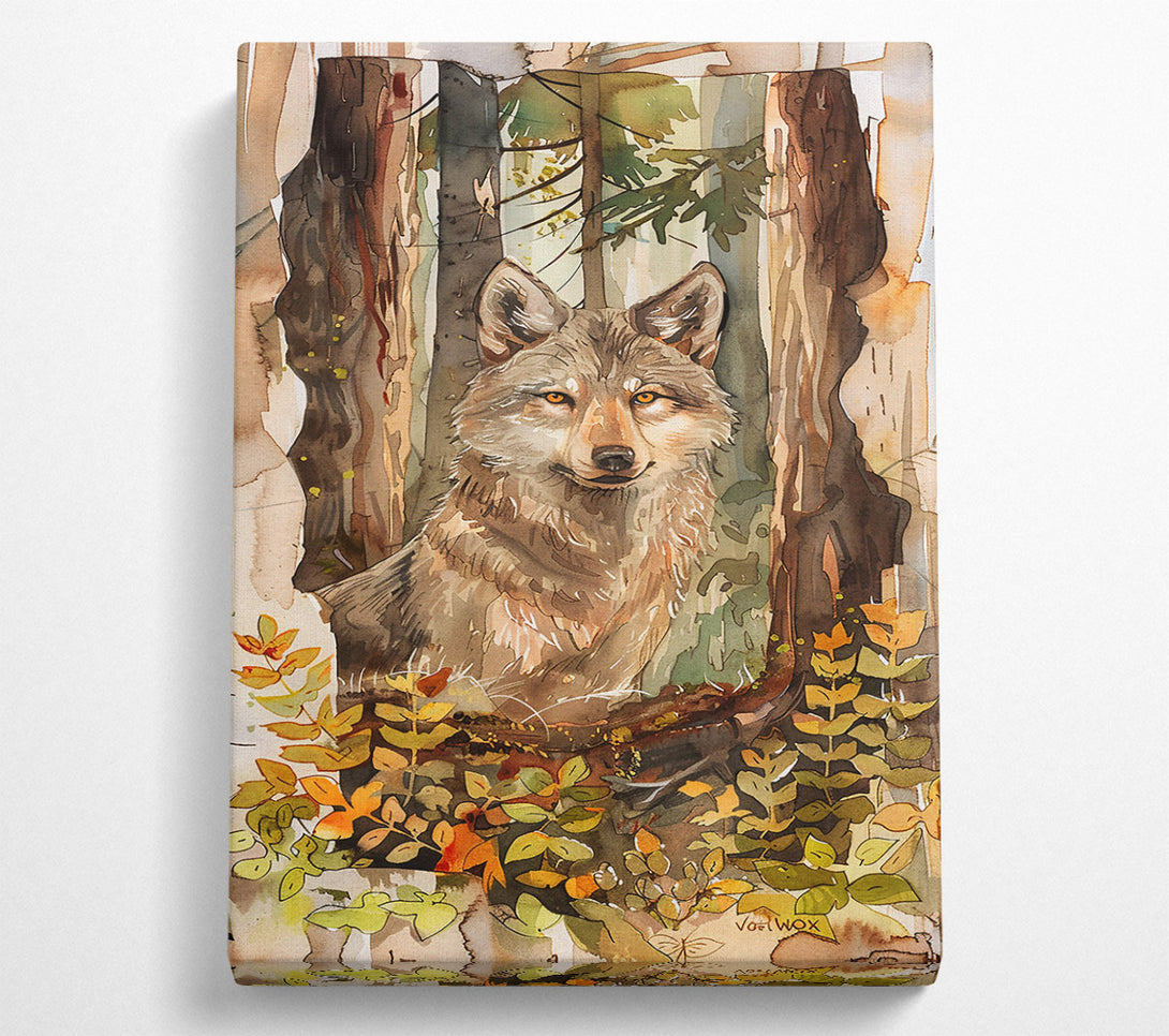  A Canvas Print of Golden Forest Wolf Canvas Art