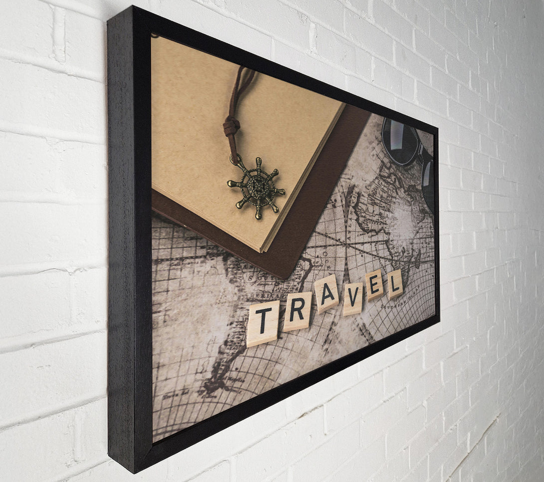  A Canvas Print of Brown Travel Map Canvas Print