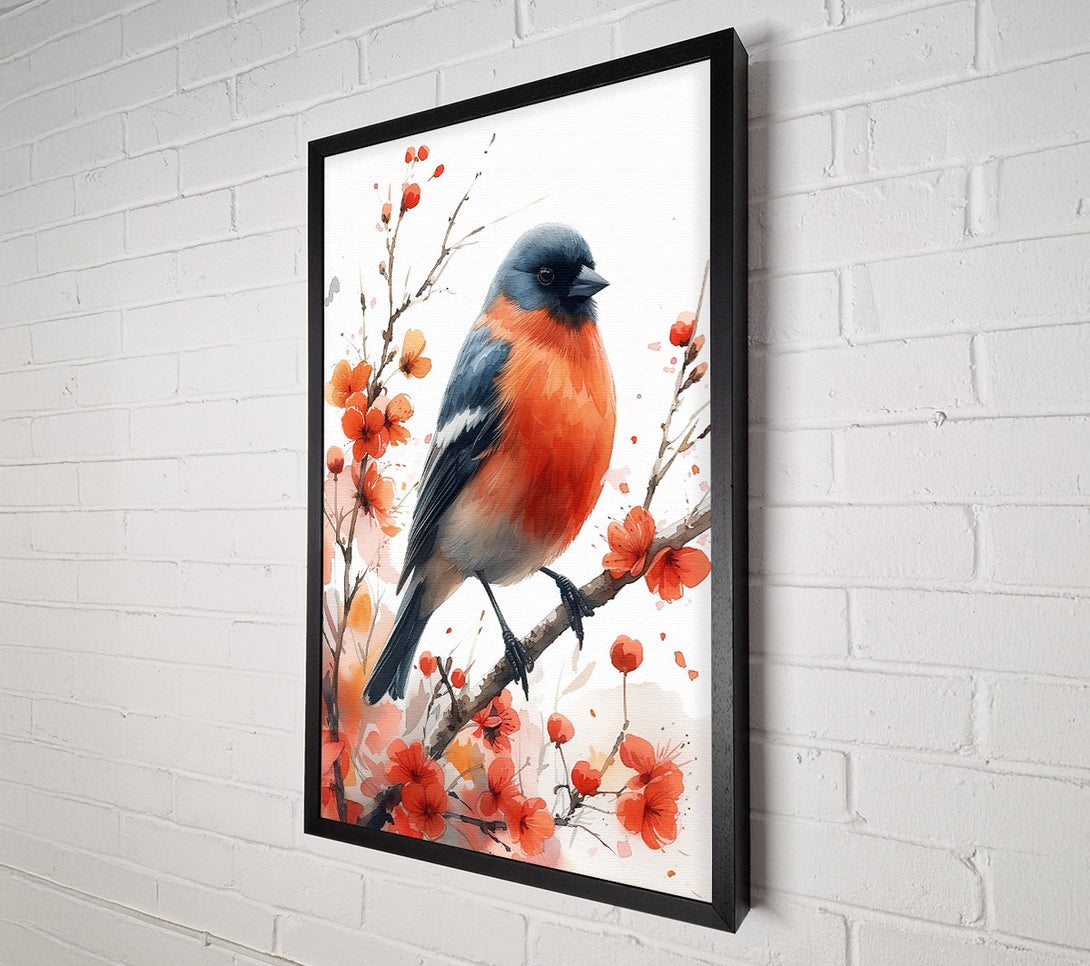  A Canvas Print of Crimson Bird On Branch Canvas Print