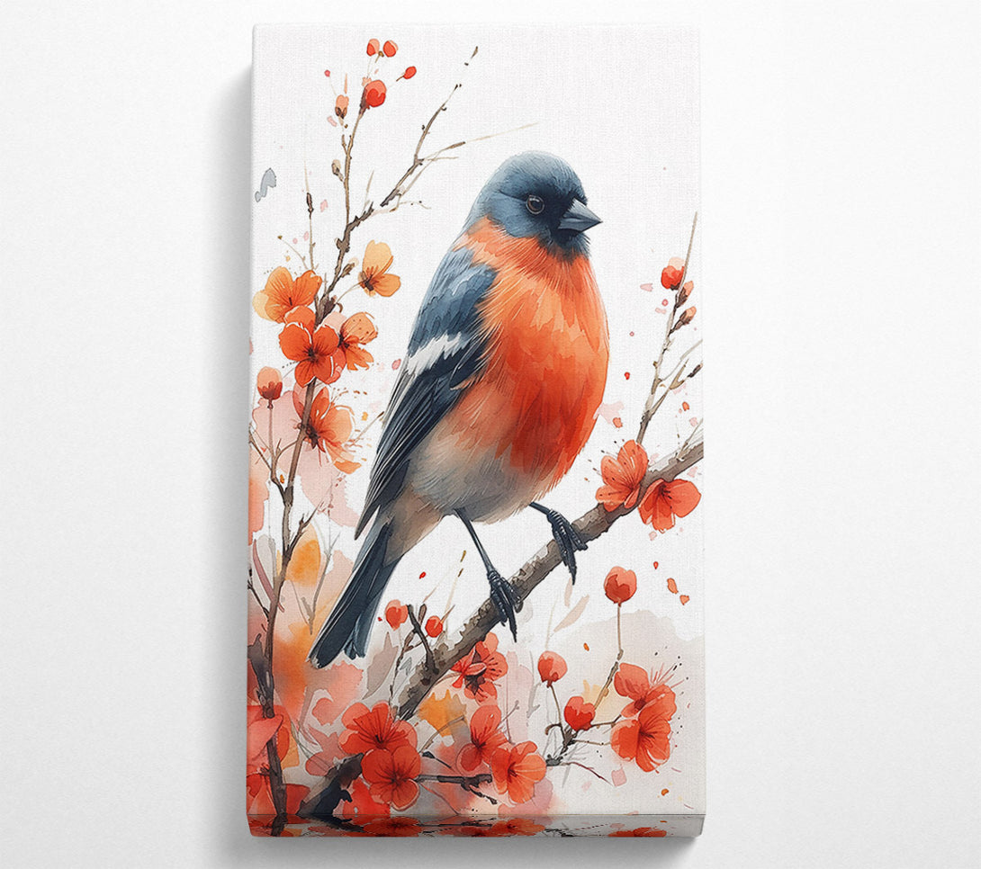  A Canvas Print of Crimson Bird On Branch Canvas Print