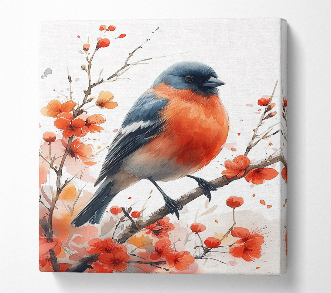  A Canvas Print of Crimson Bird On Branch Canvas Print