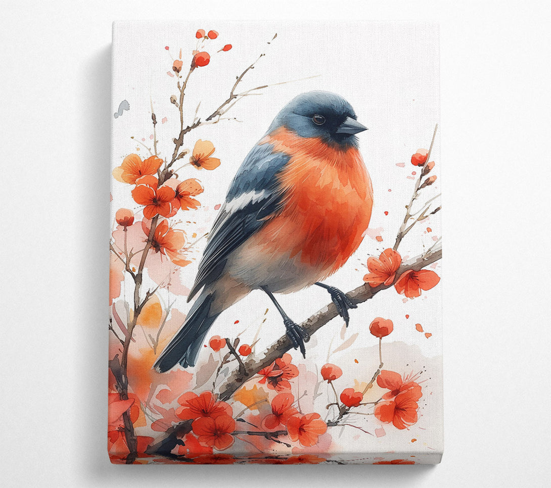  A Canvas Print of Crimson Bird On Branch Canvas Print