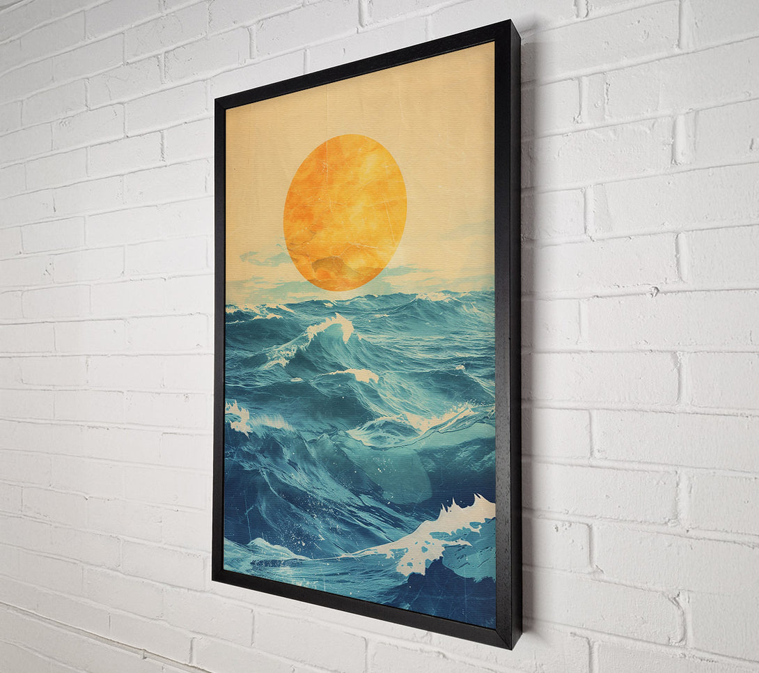  A Canvas Print of Golden Blue Waves Canvas Art