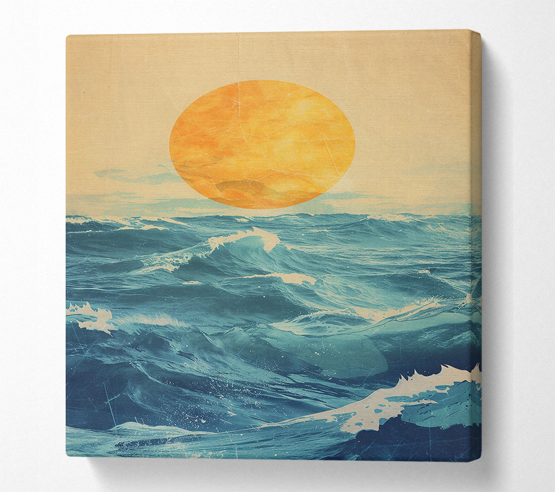  A Canvas Print of Golden Blue Waves Canvas Art