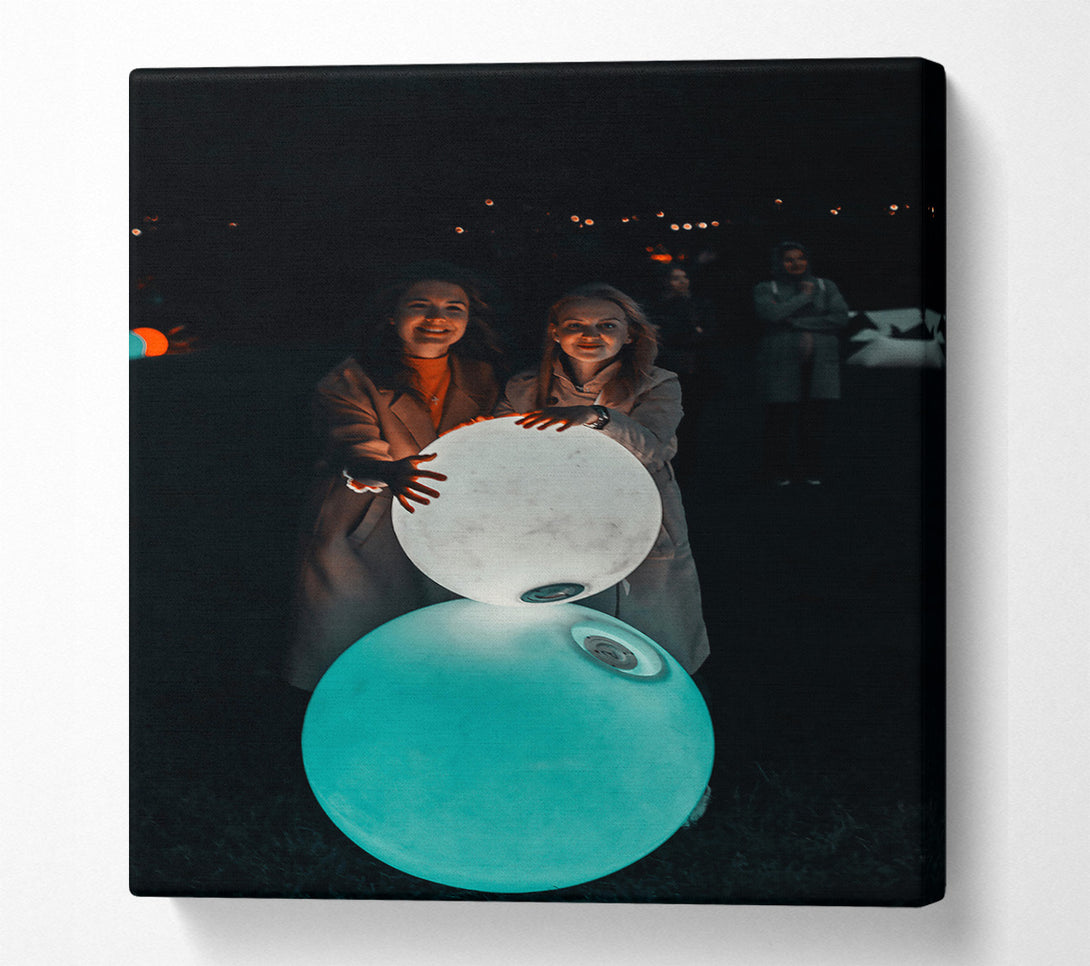  A Canvas Print of Teal Night Lights Canvas Art