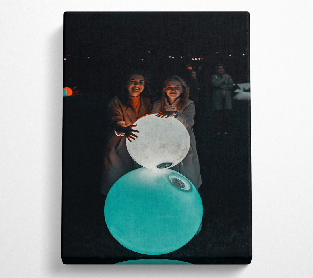  A Canvas Print of Teal Night Lights Canvas Art