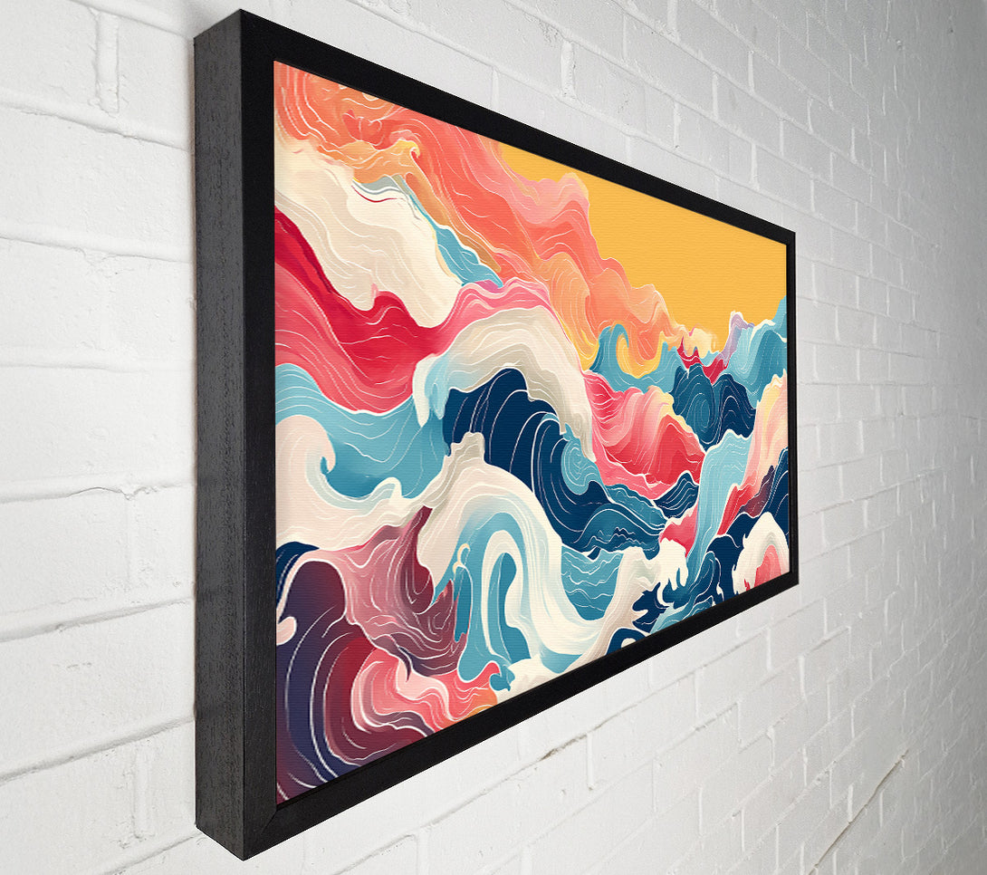  A Canvas Print of Crimson Ocean Waves Canvas Wall Art