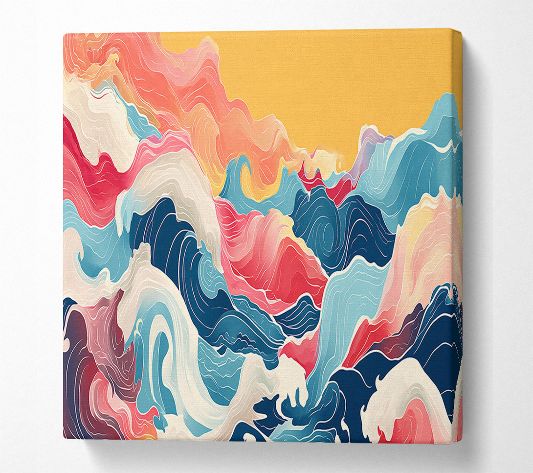  A Canvas Print of Crimson Ocean Waves Canvas Wall Art