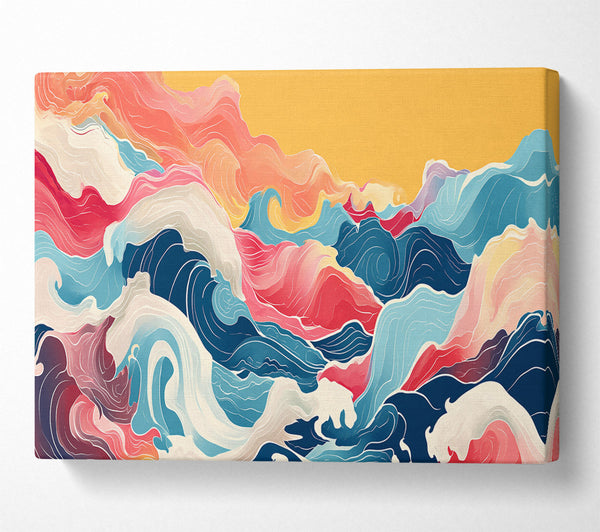  A Canvas Print of Crimson Ocean Waves Canvas Wall Art