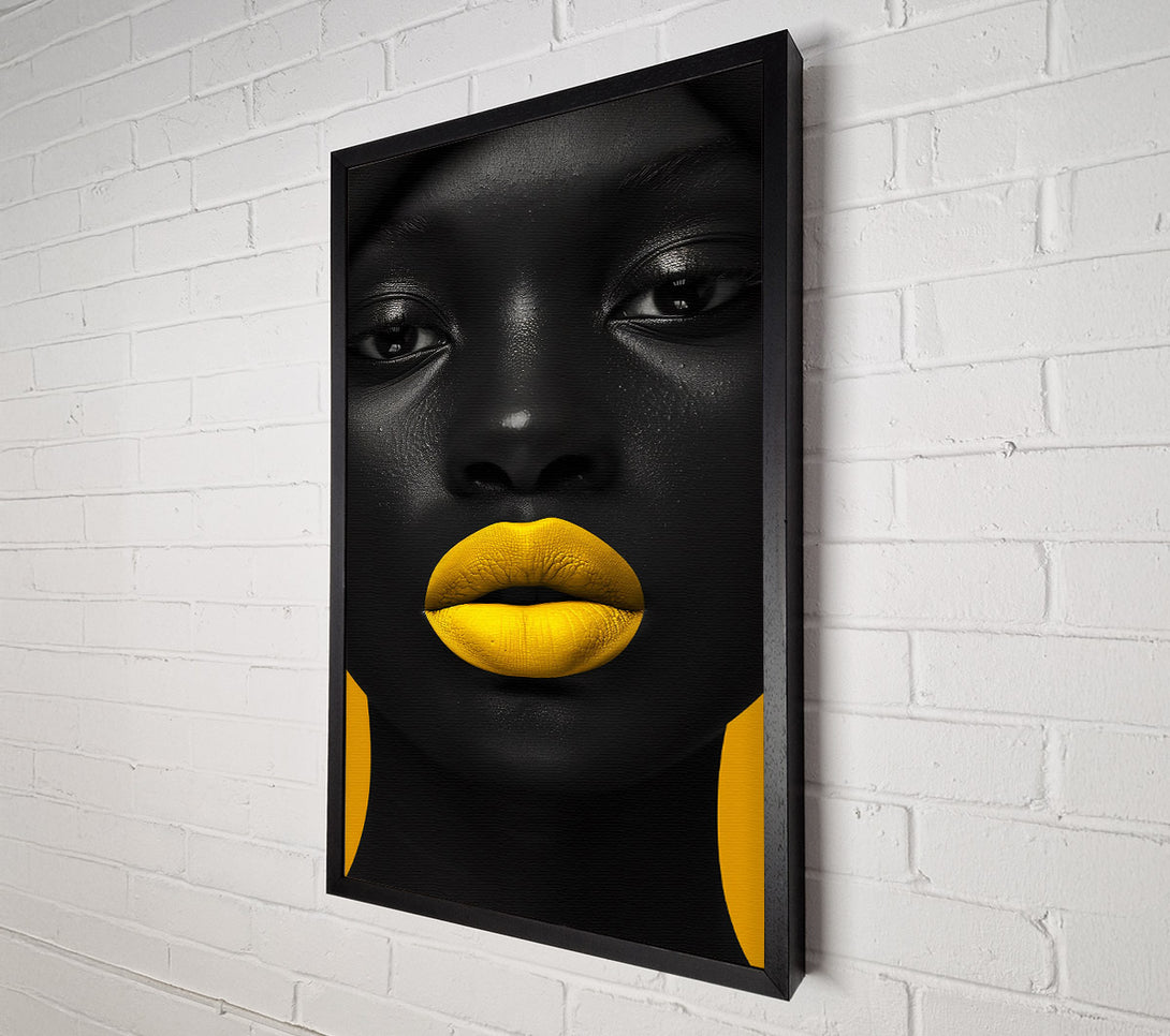  A Canvas Print of Golden Bold Lips Canvas Print