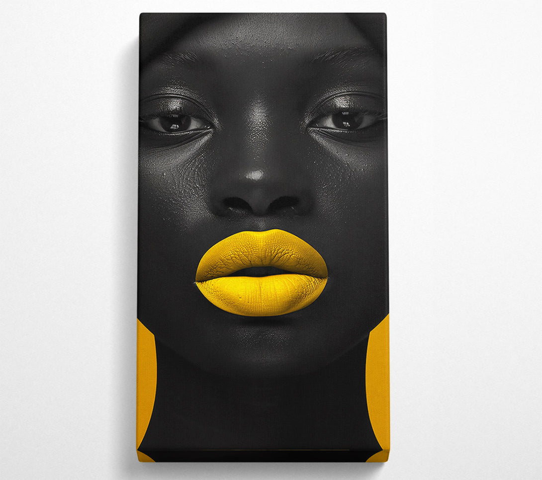  A Canvas Print of Golden Bold Lips Canvas Print