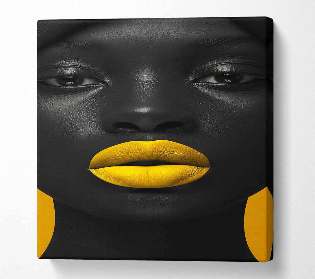  A Canvas Print of Golden Bold Lips Canvas Print