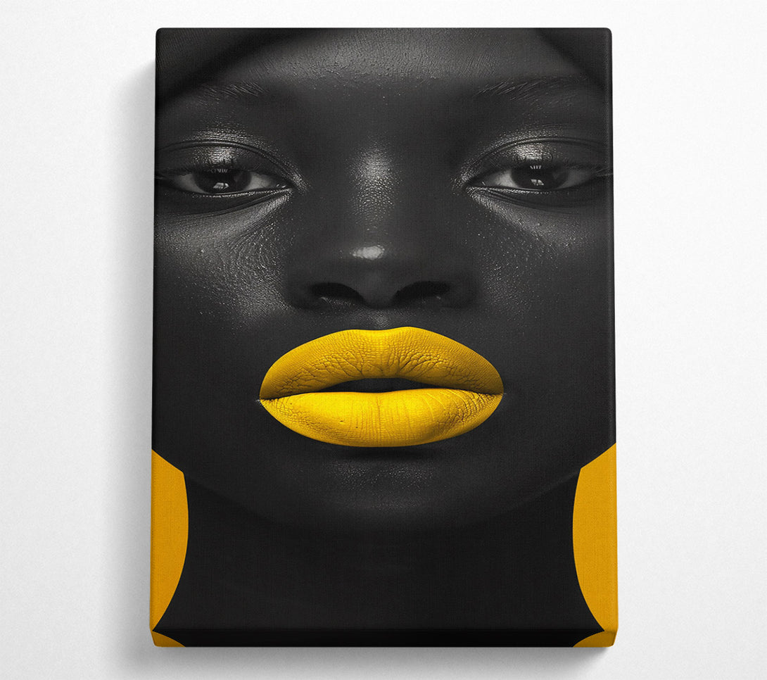  A Canvas Print of Golden Bold Lips Canvas Print