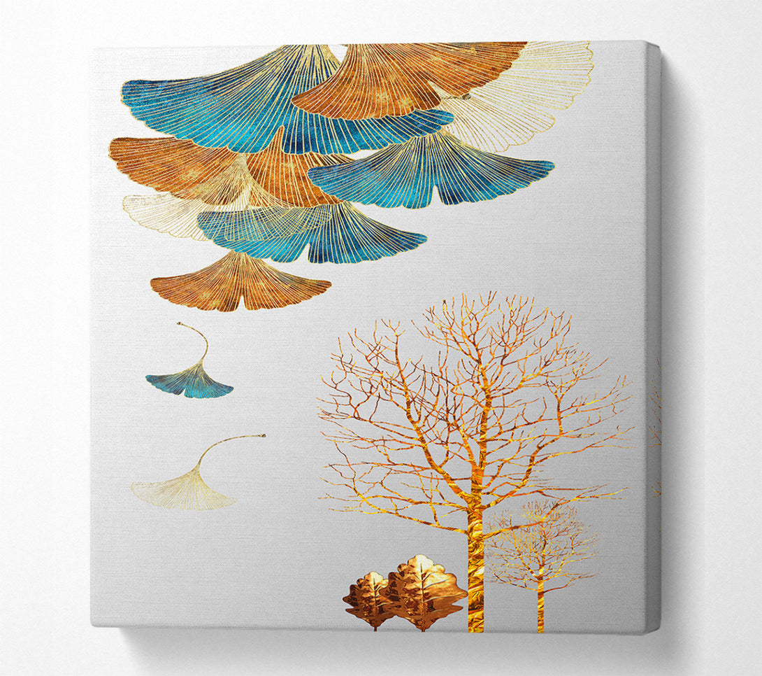  A Canvas Print of Gold Tree Descending Petals Canvas Art