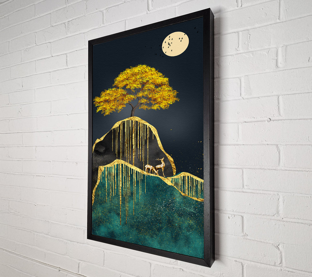  A Canvas Print of Gold Tree In The Moon Light Canvas Wall Art
