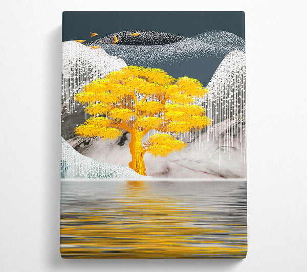  A Canvas Print of Gold Tree Mountains Canvas Art