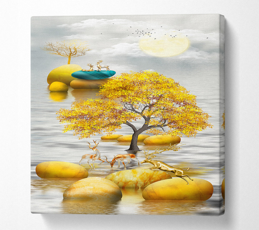  A Canvas Print of Gold Tree River Canvas Art
