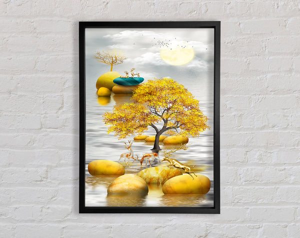 Gold Tree River Framed Print