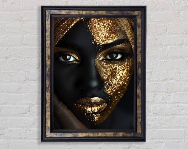 Gold Woman Beauty Framed Print