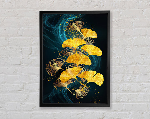 Golden Leaves With Swirls Framed Print
