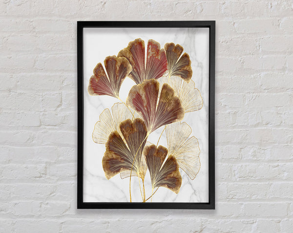 Golden Lines On Leaves Framed Print