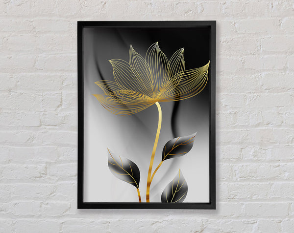 Golden Plant With Grey Framed Print