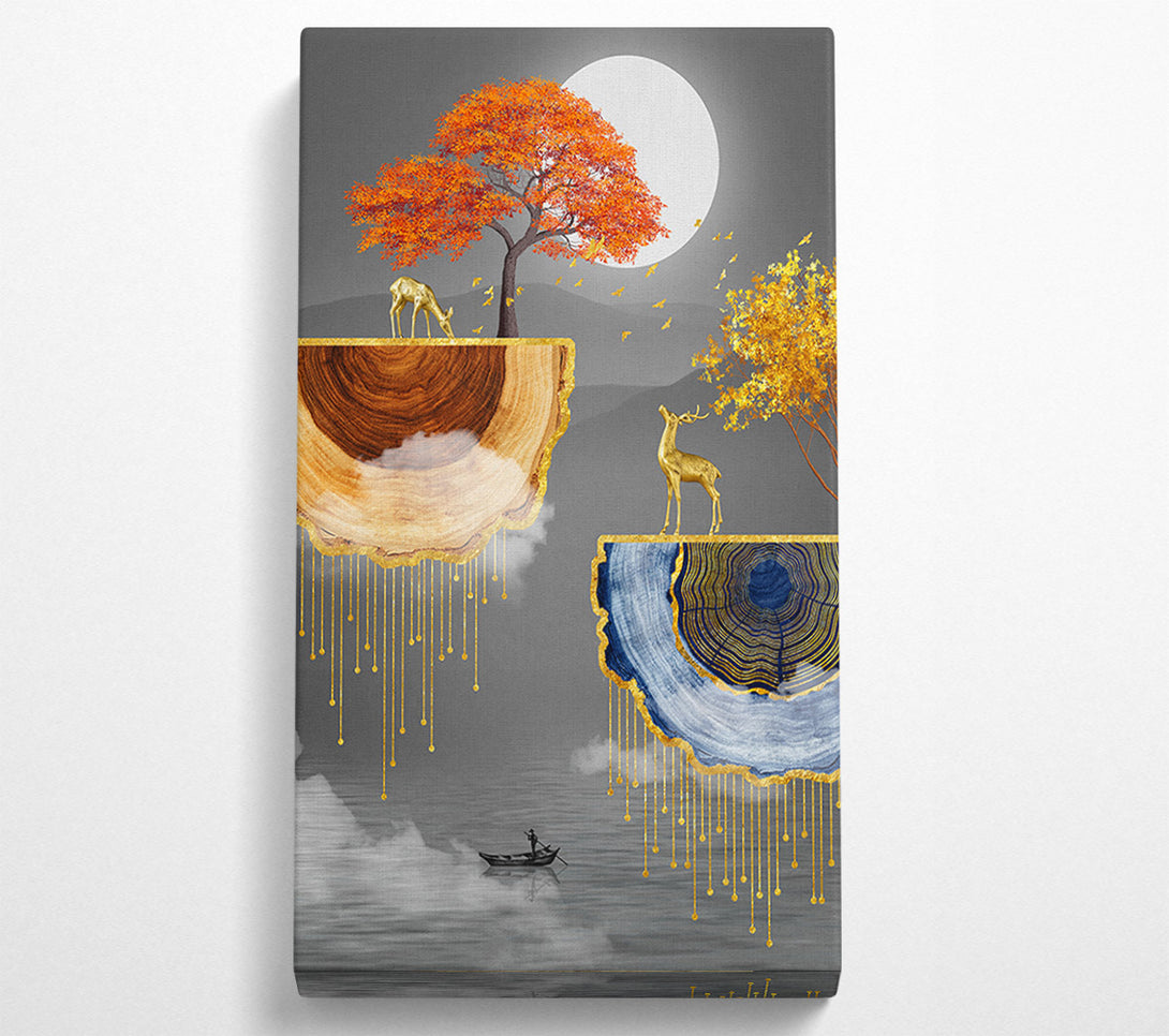  A Canvas Print of Golden Reindeer  Grey Lake Canvas Art