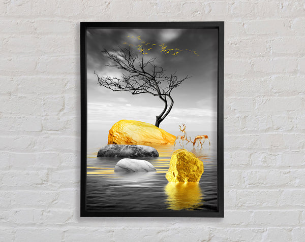 Golden Rocks Framed Print